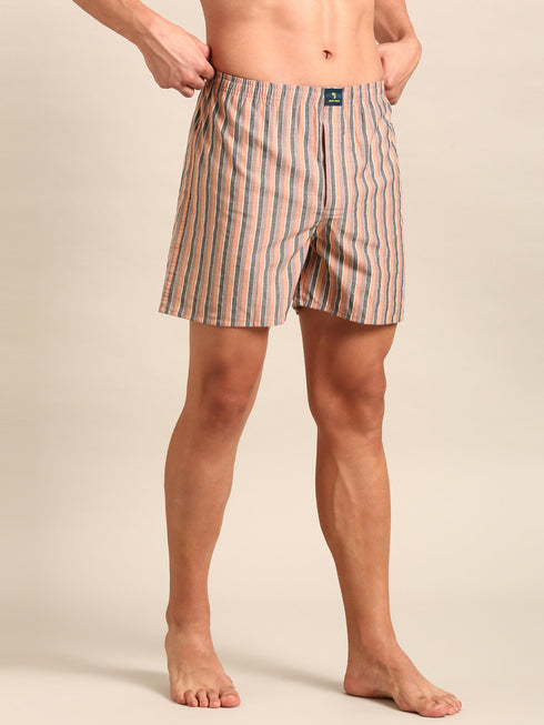 Brown Checked Cotton Boxer